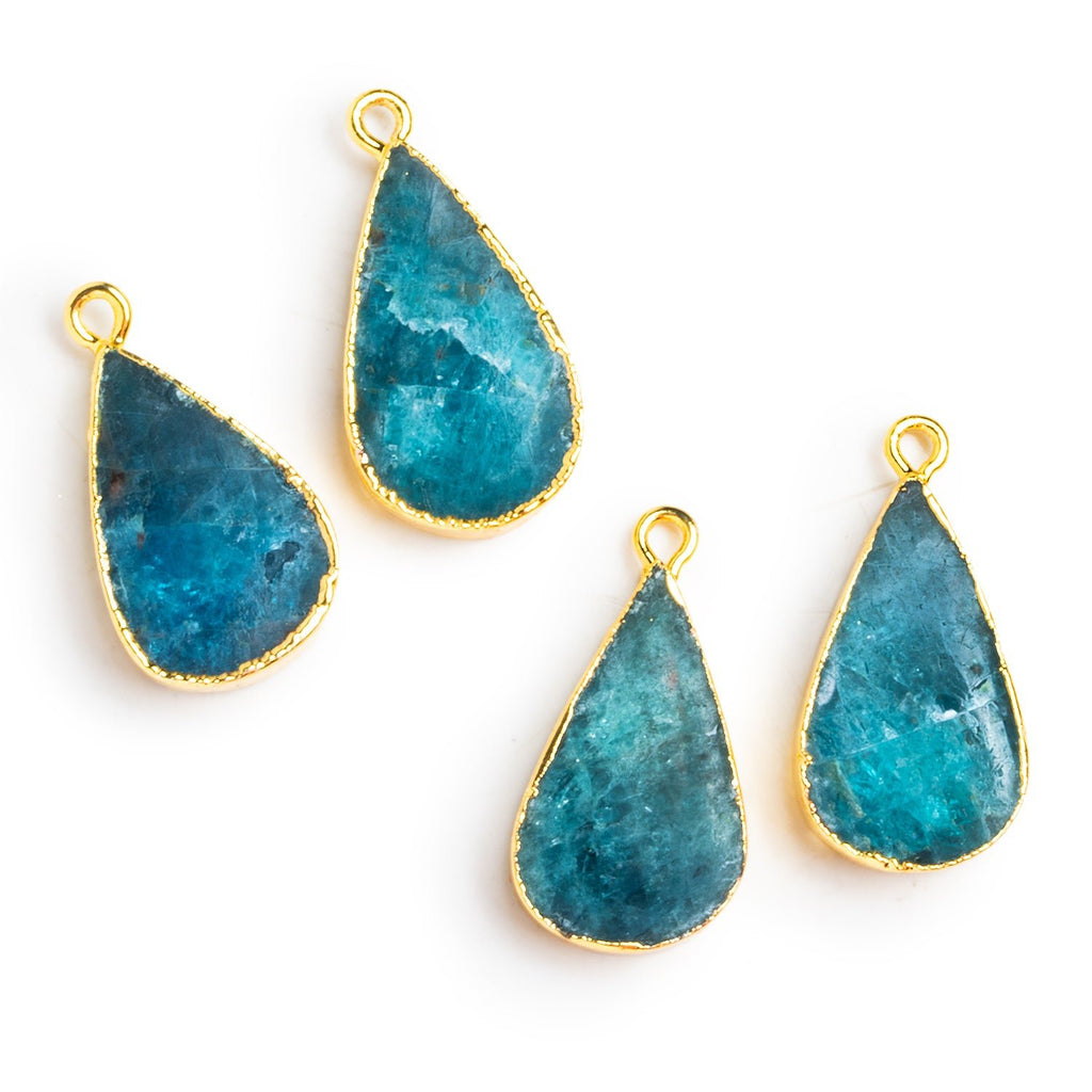 26x12mm Gold Leafed Apatite Pear Pendants 2 Beads - The Bead Traders