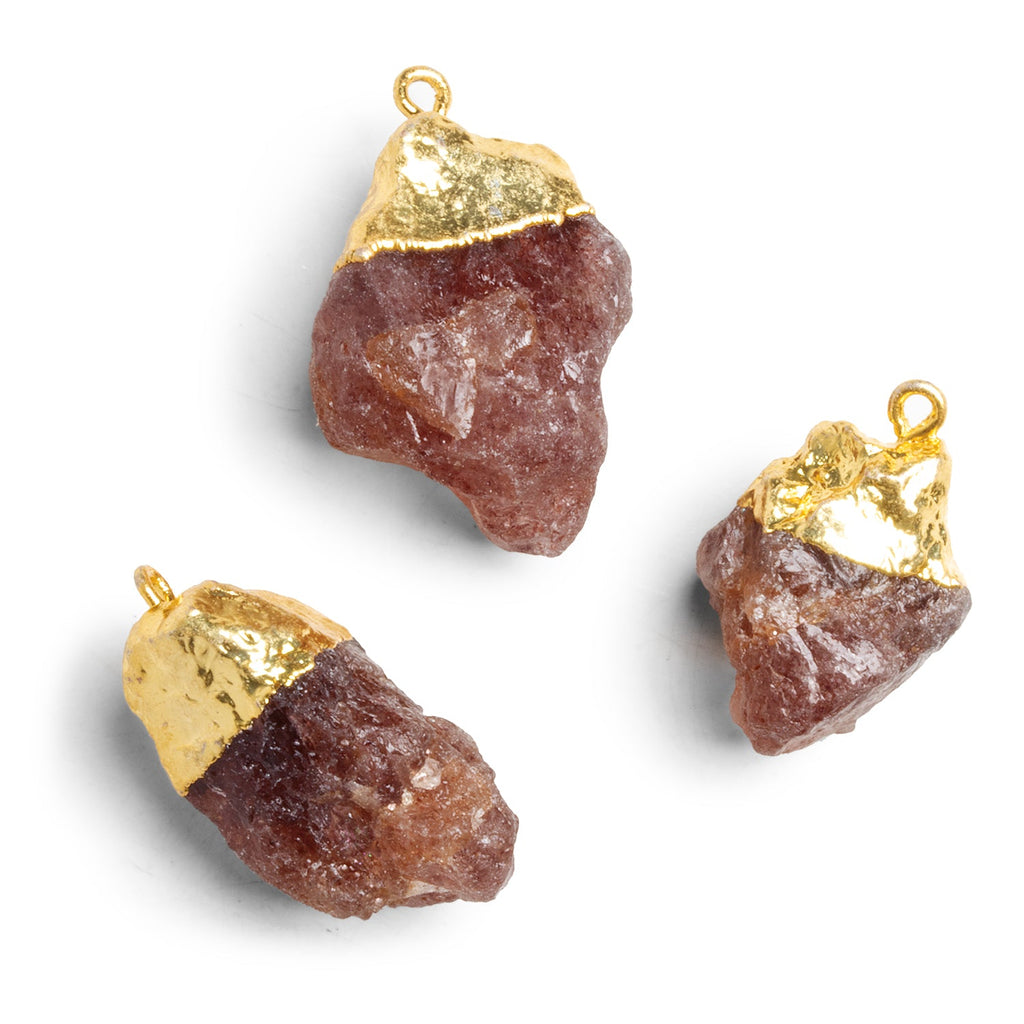 26x17mm Gold Leafed Strawberry Quartz Natural Crystal Pendant - The Bead Traders