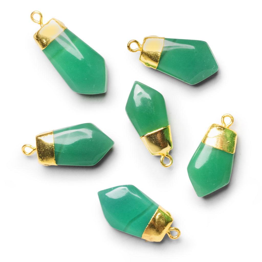 27x13mm Gold Leafed Green Chalcedony Shield Pendant 1 Bead - The Bead Traders