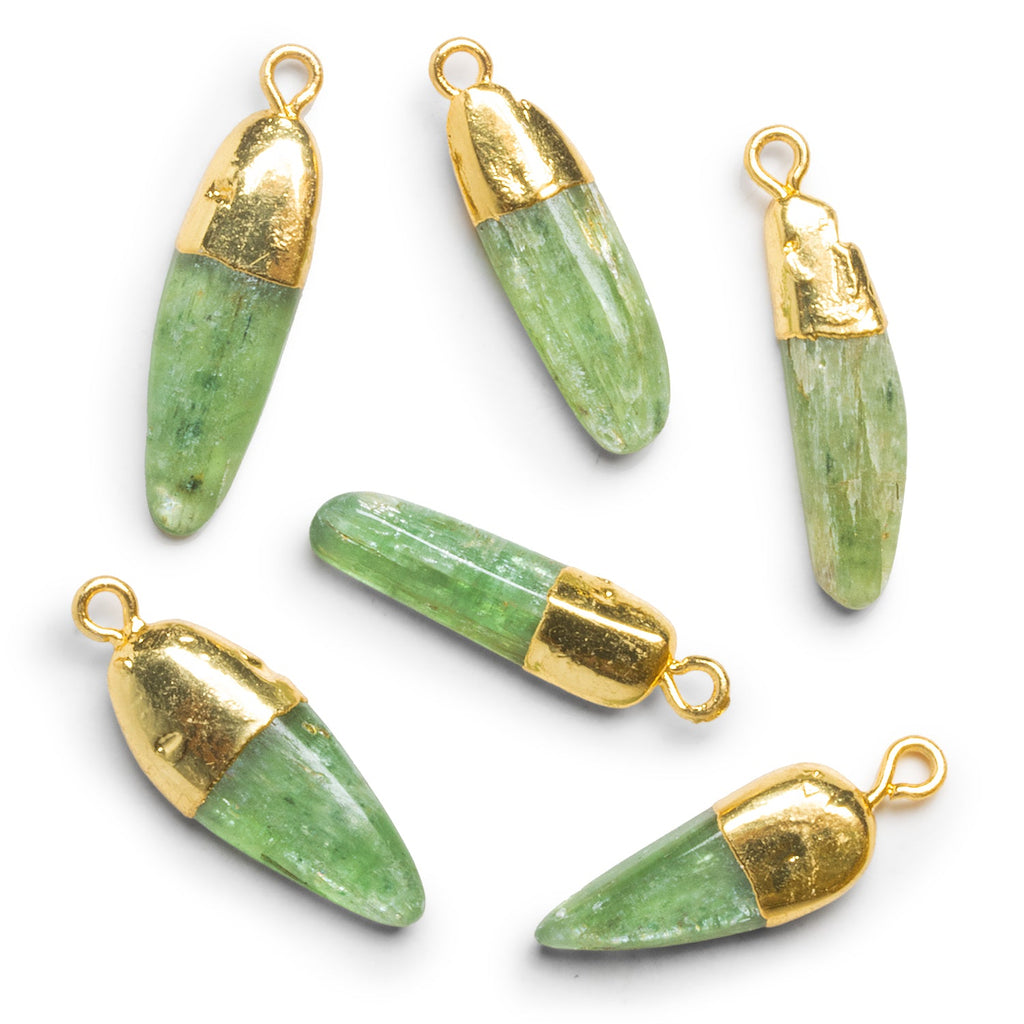 27x7mm Gold Leafed Green Kyanite Natural Crystal Pendant - The Bead Traders