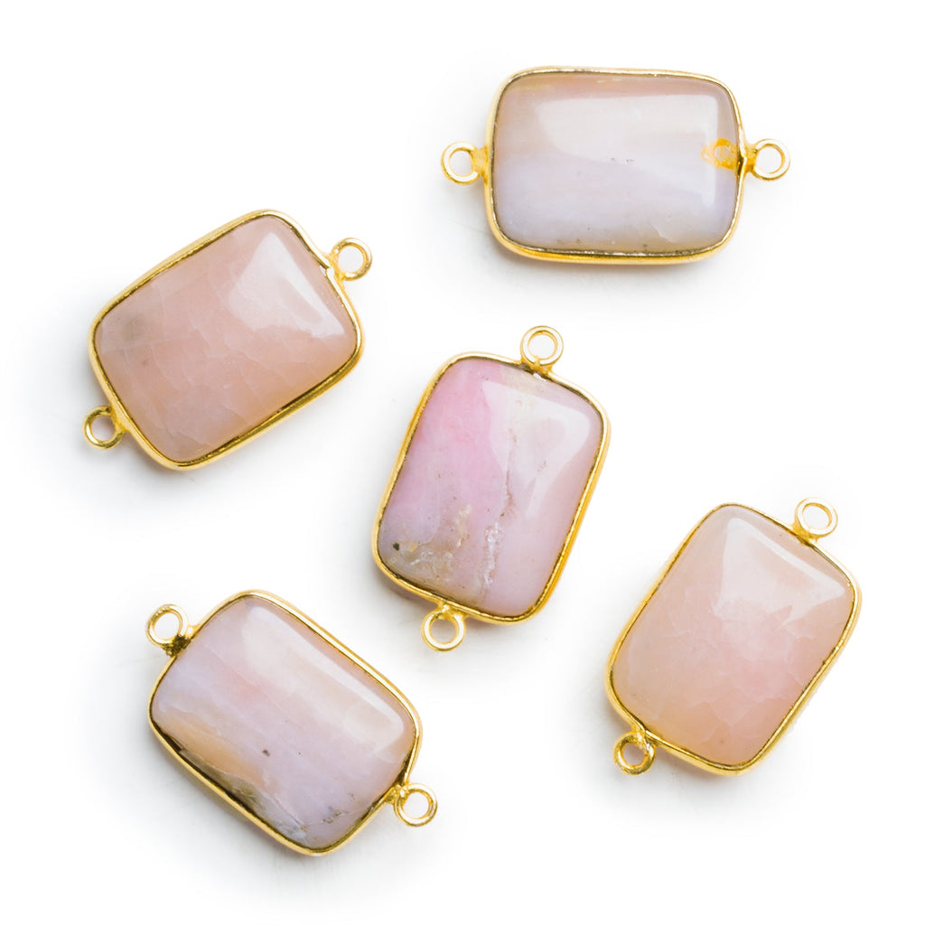 28x16mm Vermeil Bezeled Pink Peruvian Opal Rectangle Connector - The Bead Traders