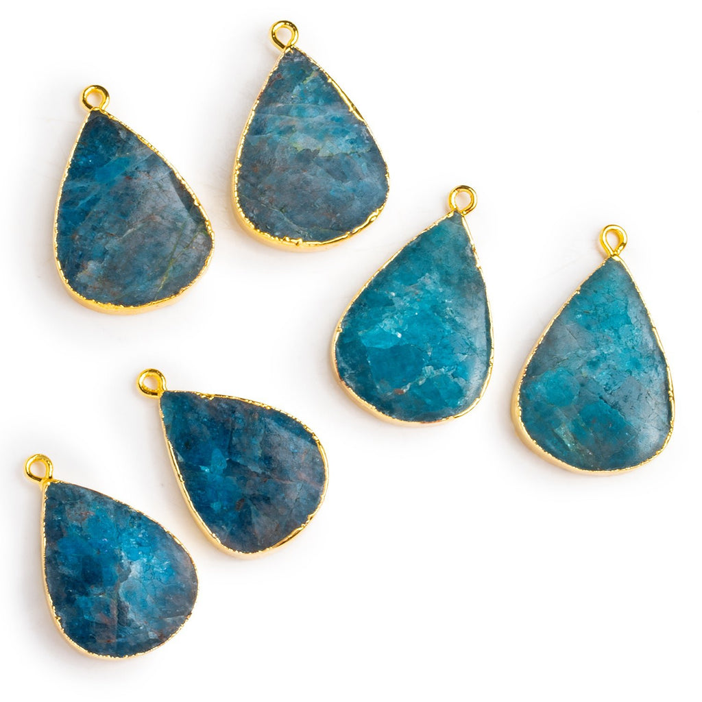 28x20mm Gold Leafed Apatite Pear Pendants 2 Beads - The Bead Traders