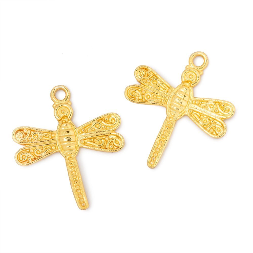 28x23mm plated Copper Dragonfly Charm Finding Set of 2 - The Bead Traders