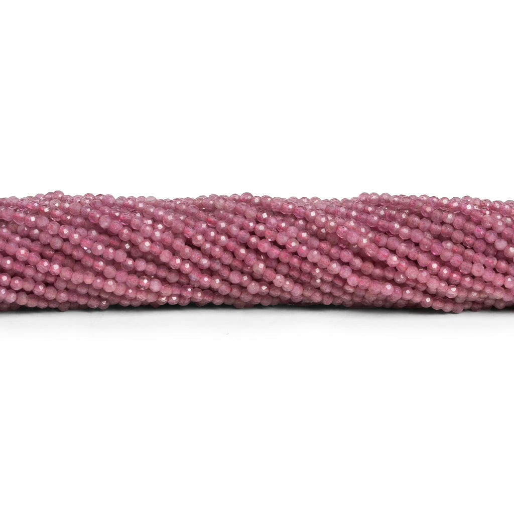 2mm Pink Tourmaline Microfaceted Rounds 12 inch 165 beads - The Bead Traders