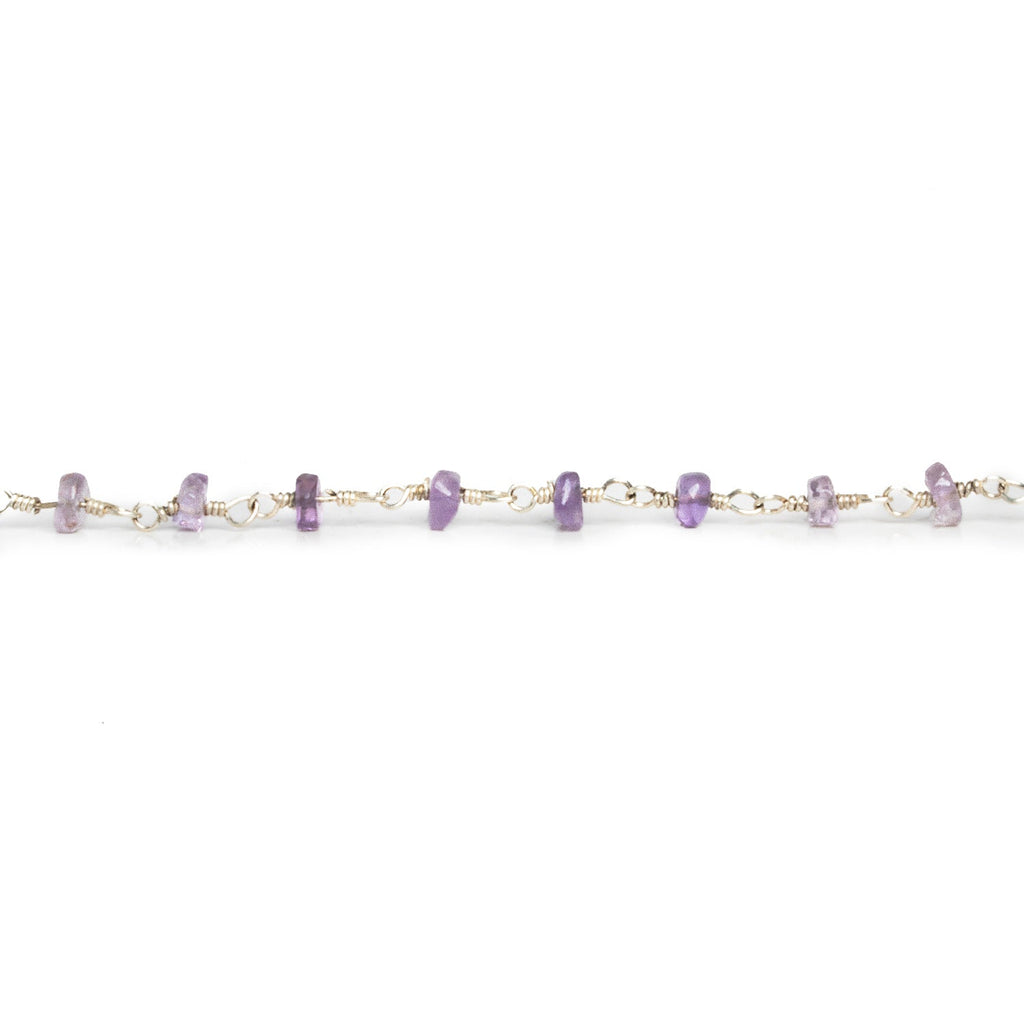 3 - 3.5mm Amethyst Rondelle Silver Chain 37 beads - The Bead Traders