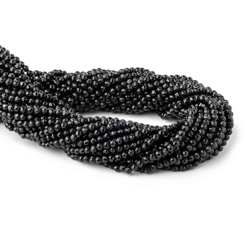 3 - 3.5mm Black Spinel Faceted Rounds 13.5 inch 100 beads - The Bead Traders