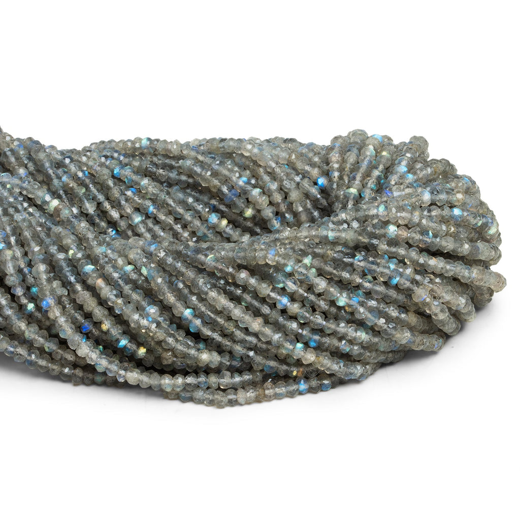 3-4mm Labradorite Faceted Rondelles 12 inch 155 beads - The Bead Traders