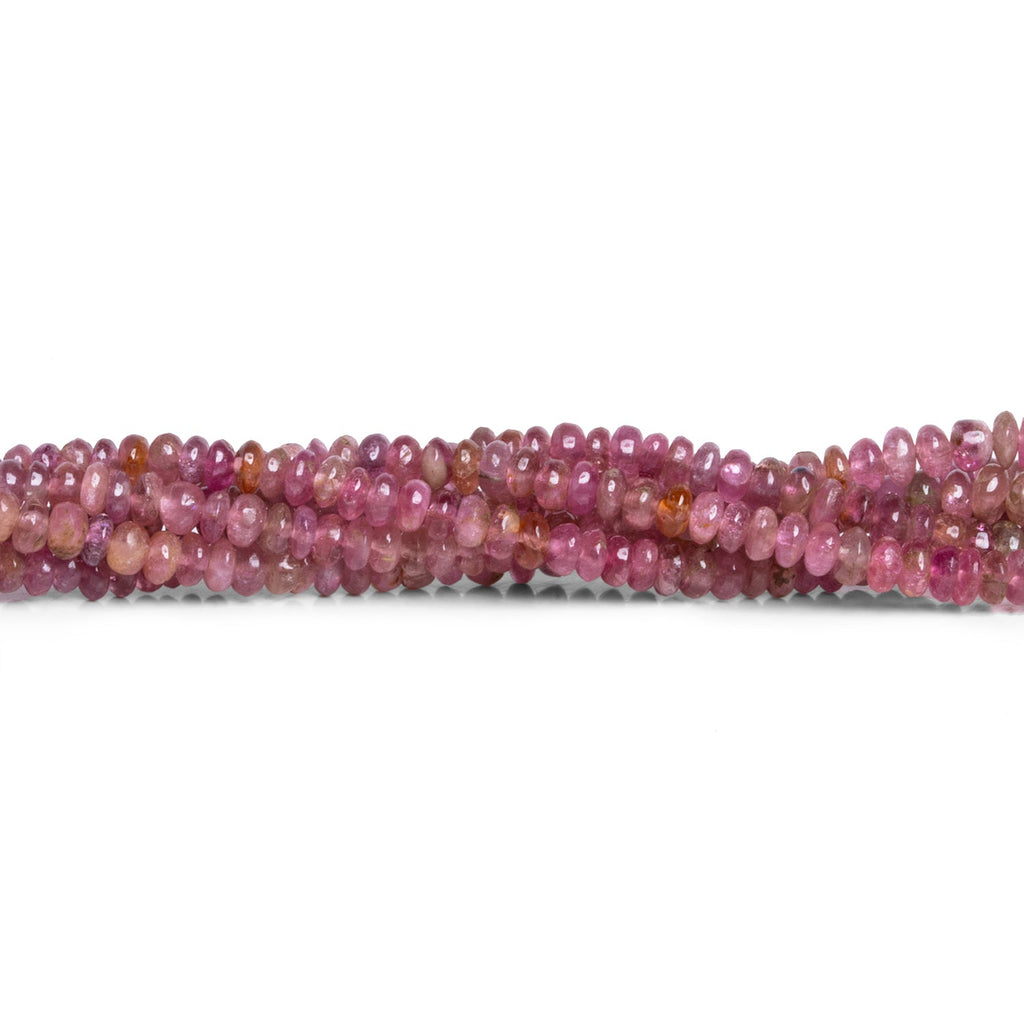 3 - 4mm Pink Tourmaline Plain Rondelles 18 inch 215 beads - The Bead Traders