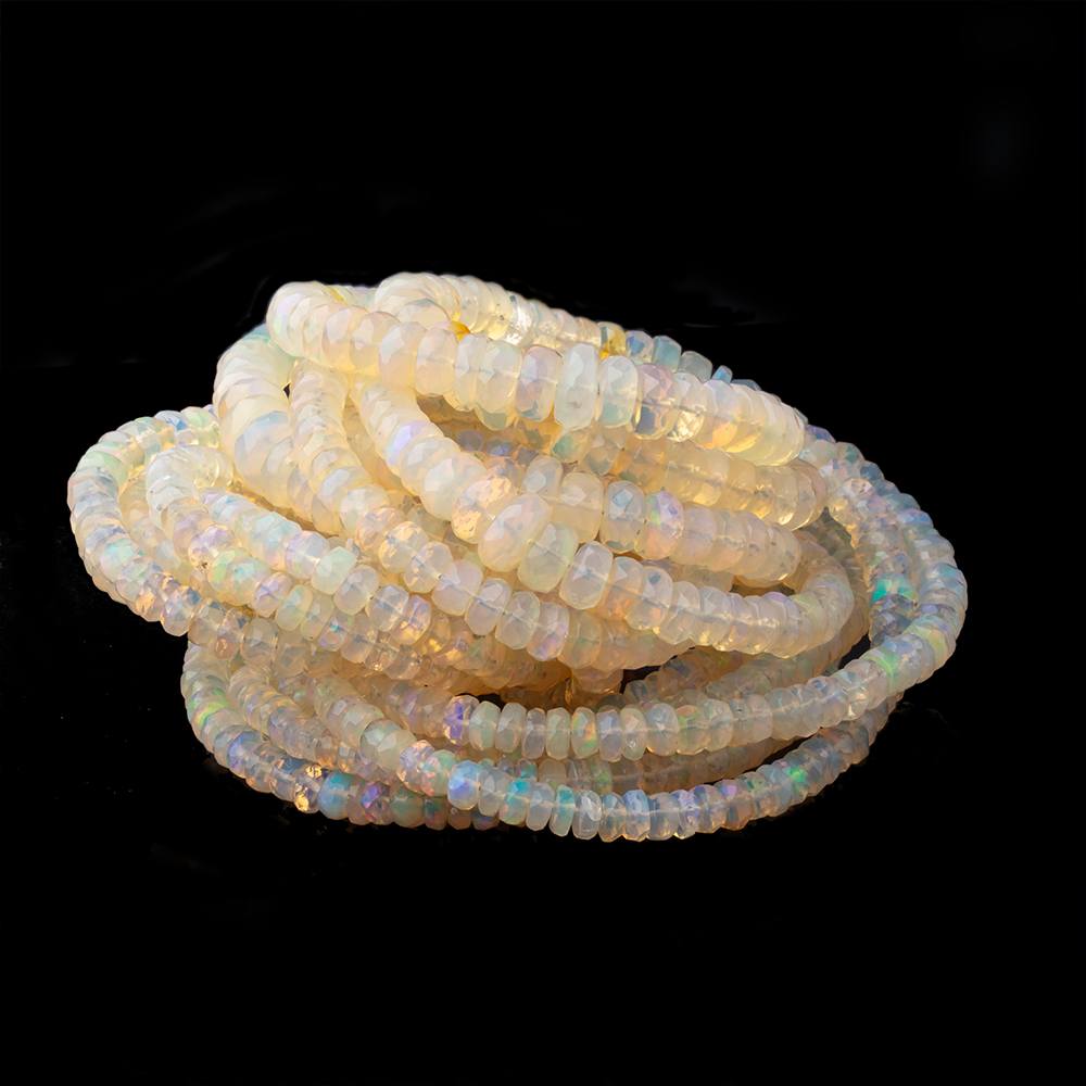 3 - 7mm Golden Ethiopian Opal Faceted Rondelles 16 inch 166 beads AAA - The Bead Traders