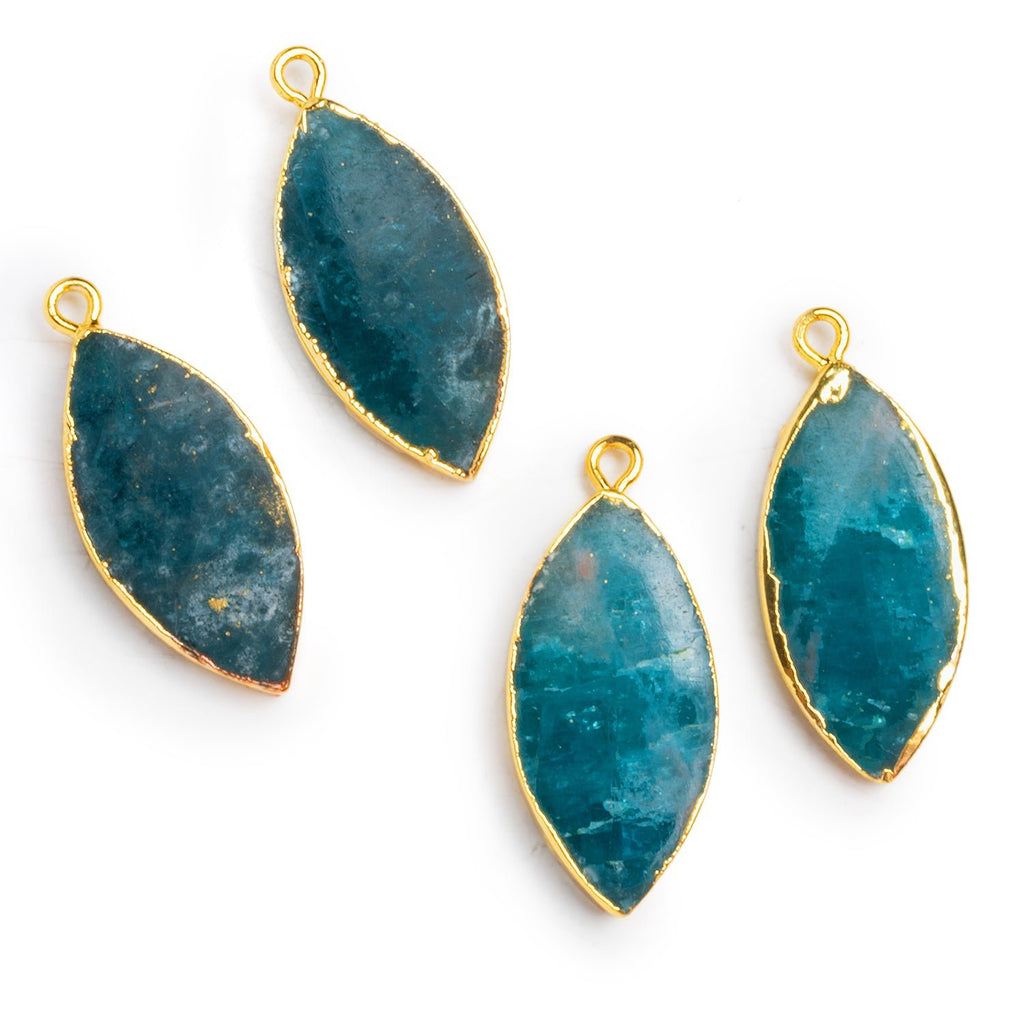 30x14mm Gold Leafed Apatite Marquise Pendants 2 Beads - The Bead Traders