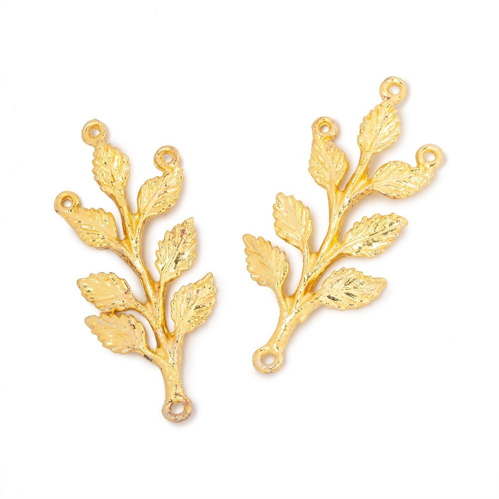 30x15mm Leafy Branch 3 Ring Charm Set of 2 pieces - The Bead Traders