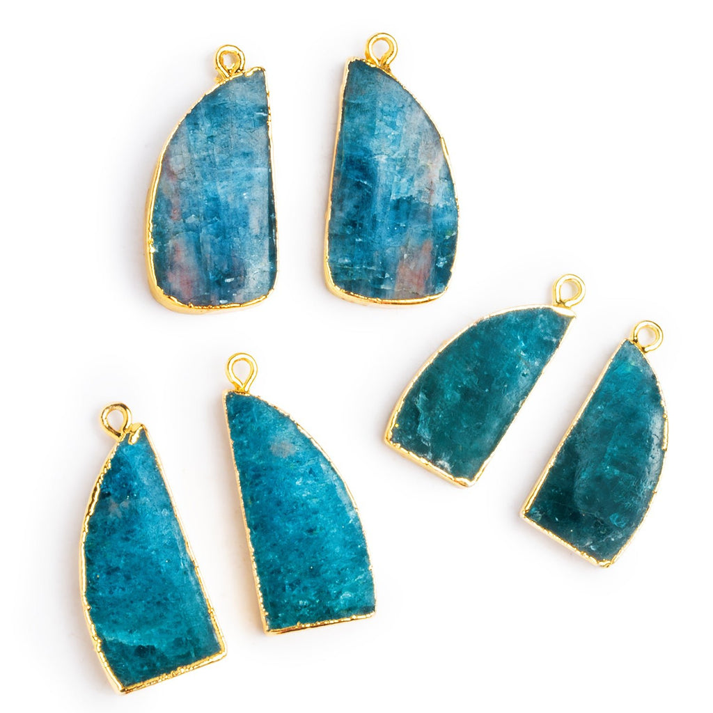 30x16mm Gold Leafed Apatite Fan Pendants 2 Beads - The Bead Traders