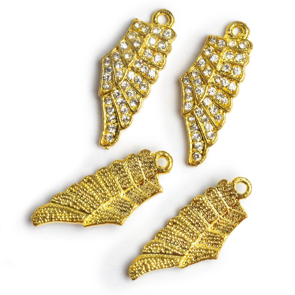 33x13mm Gold - Tone Angel Wing Charms 2 Beads - The Bead Traders