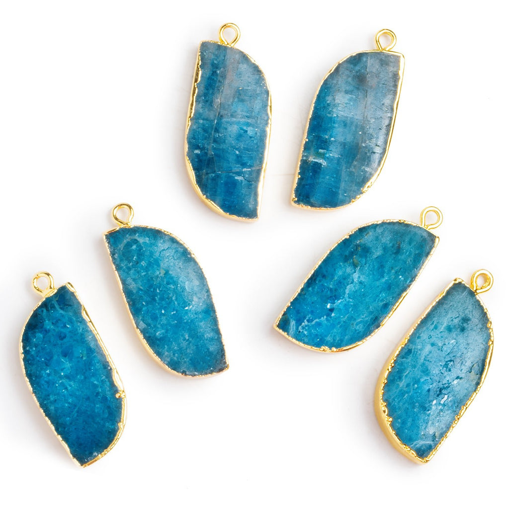 33x14mm Gold Leafed Apatite Paisley Pendants 2 Beads - The Bead Traders