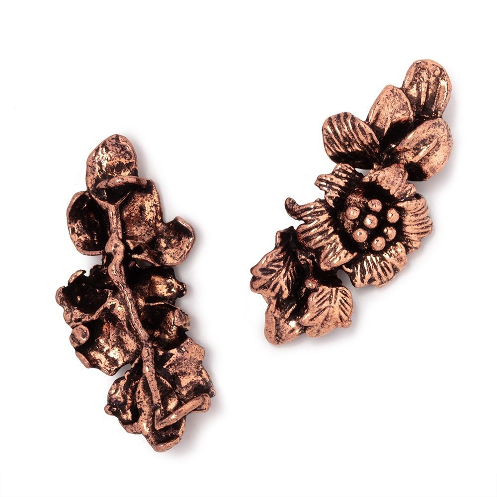 33x15mm Hibiscus Flower Slider Charm Set of 2 pieces - The Bead Traders