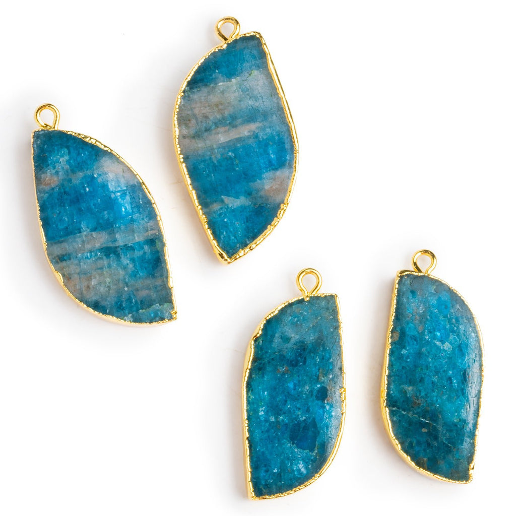 33x18mm Gold Leafed Apatite Paisley Pendants 2 Beads - The Bead Traders