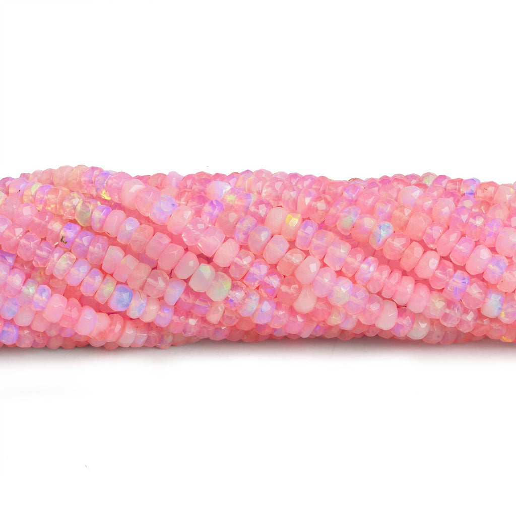 3.5 - 4mm Light Pink Ethiopian Opal Faceted Rondelles 16 inch 165 beads - The Bead Traders