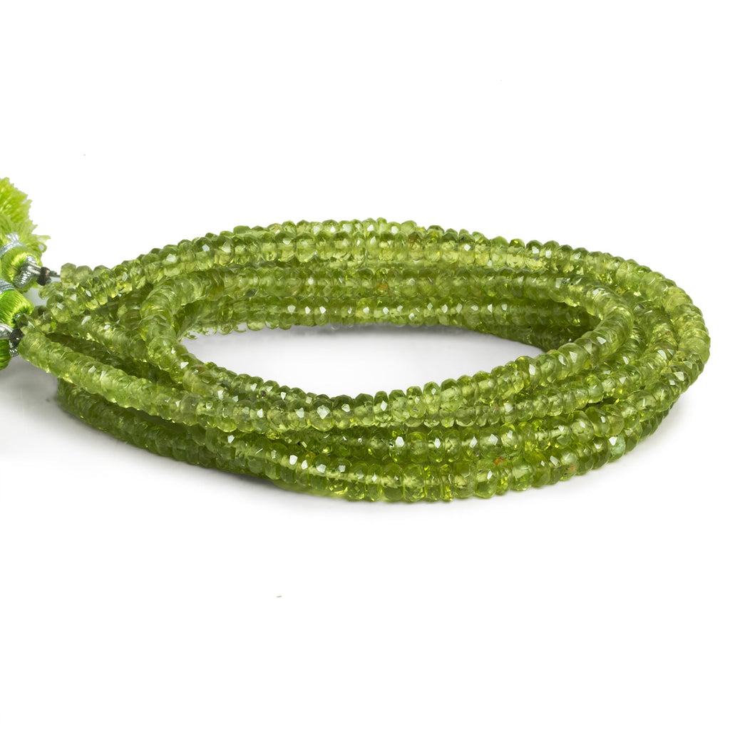 3.5 - 4mm Peridot Faceted Rondelles 15 inch 153 beads - The Bead Traders