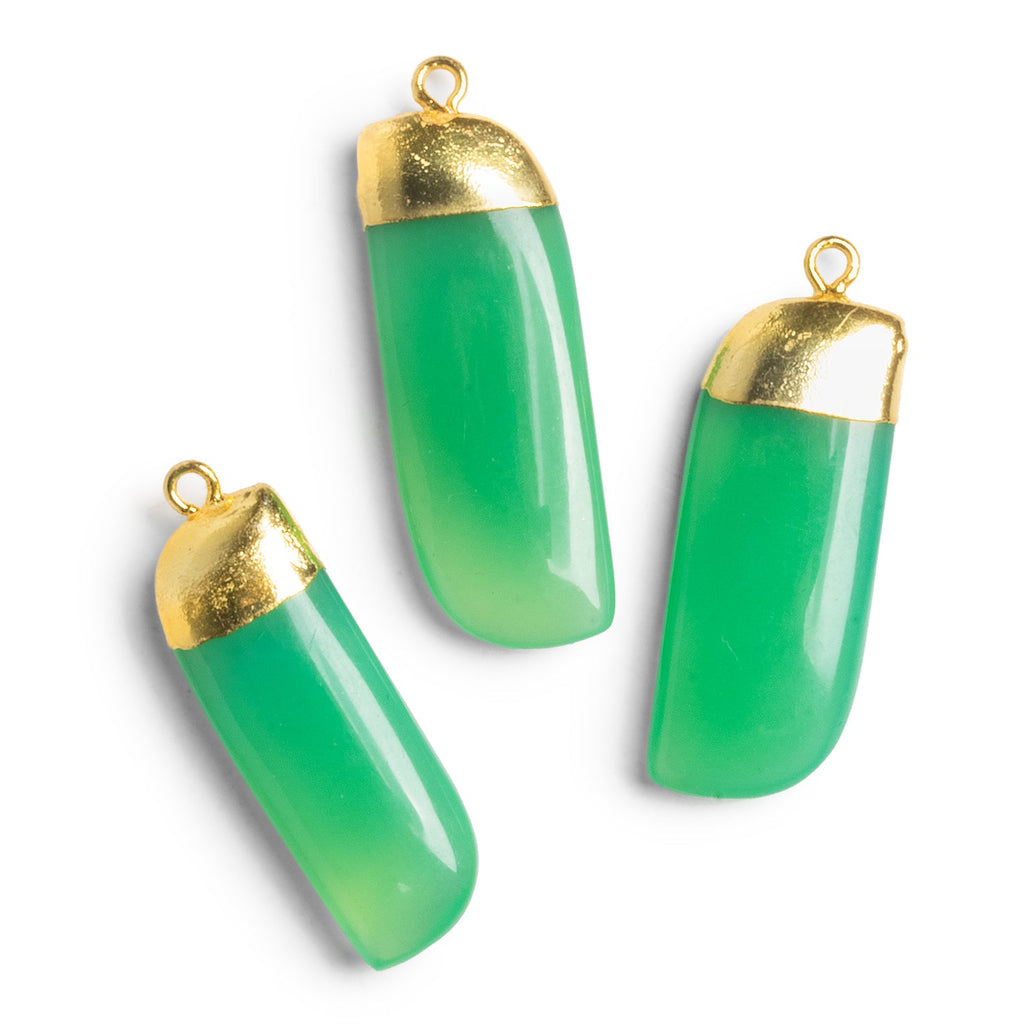 35x13mm Gold Leafed Green Chalcedony Fancy Rectangle Pendant - The Bead Traders