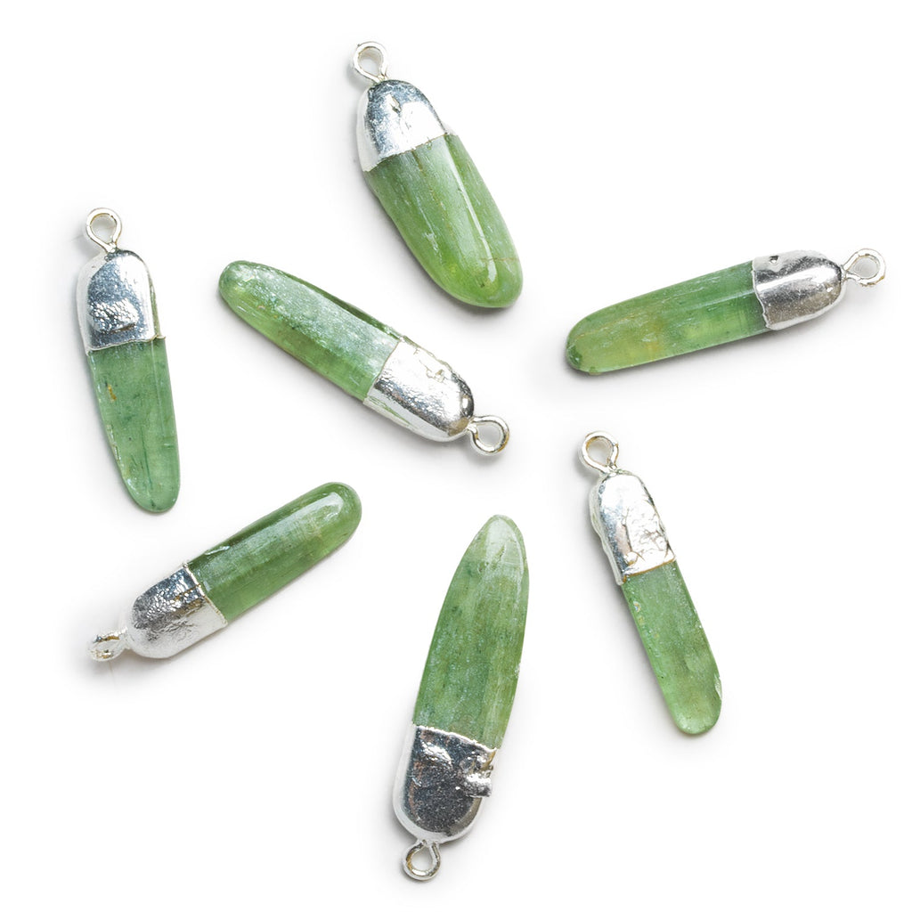 35x8mm Silver Leafed Green Kyanite Natural Crystal Pendant - The Bead Traders