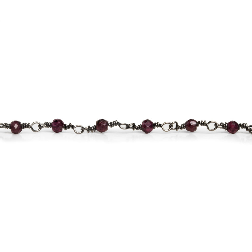 3mm Garnet Rondelle Black Gold Chain 37 beads - The Bead Traders