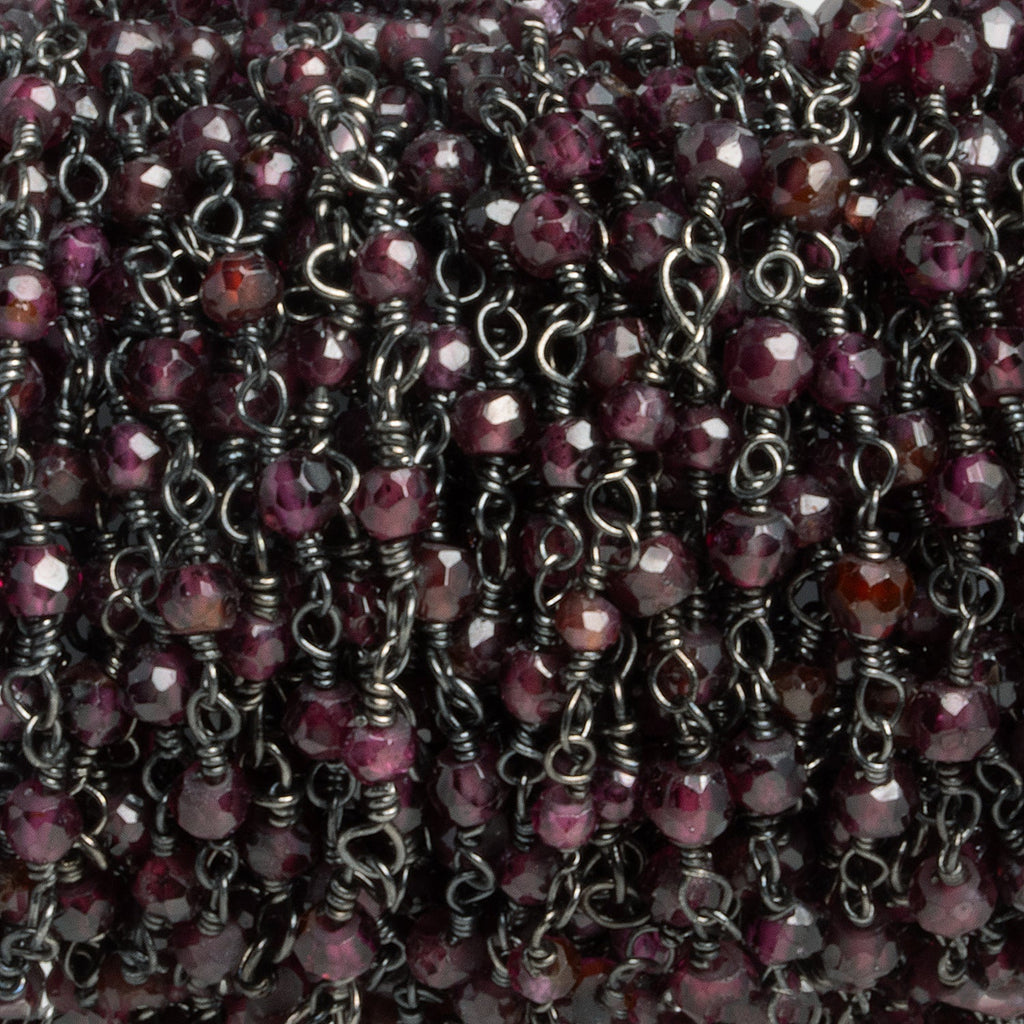 3mm Garnet Rondelle Black Gold Chain 37 beads - The Bead Traders