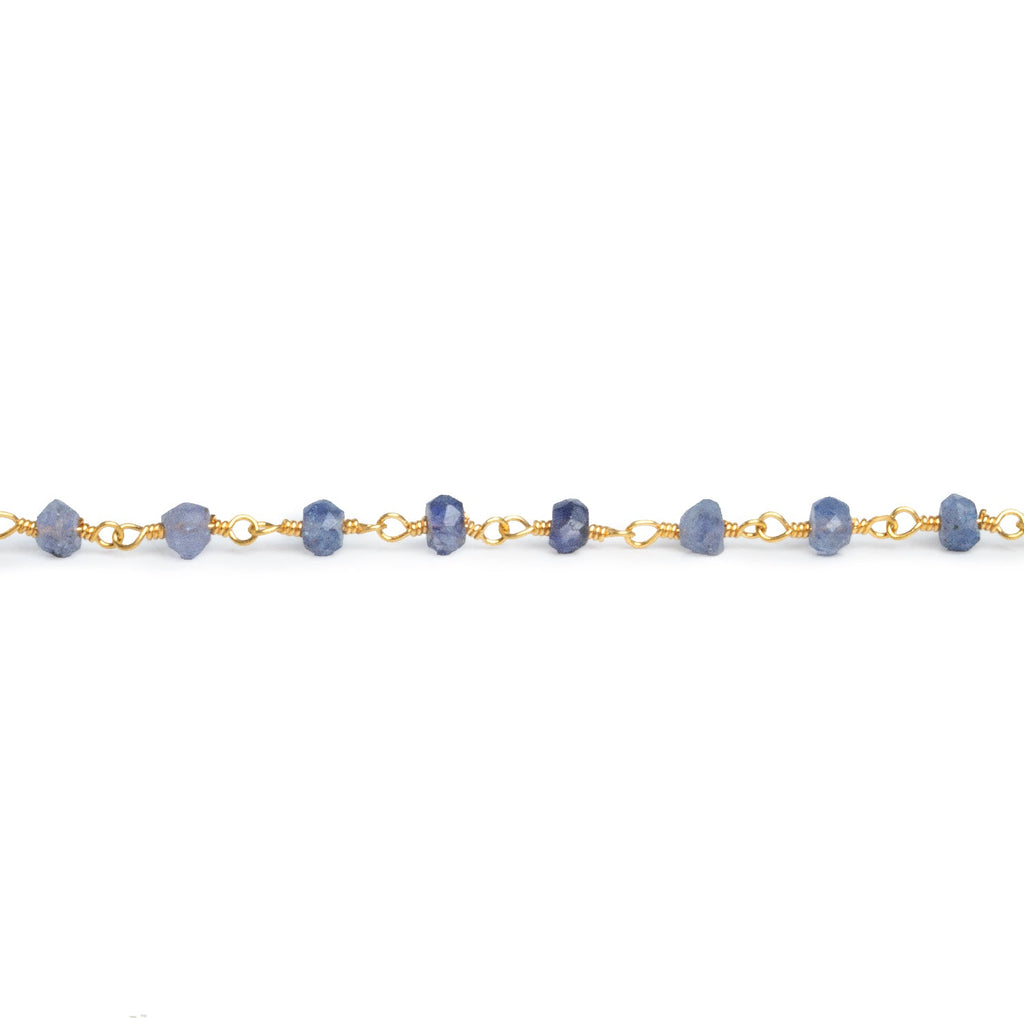 3mm Iolite Faceted Rondelle Gold Chain 40 beads - The Bead Traders