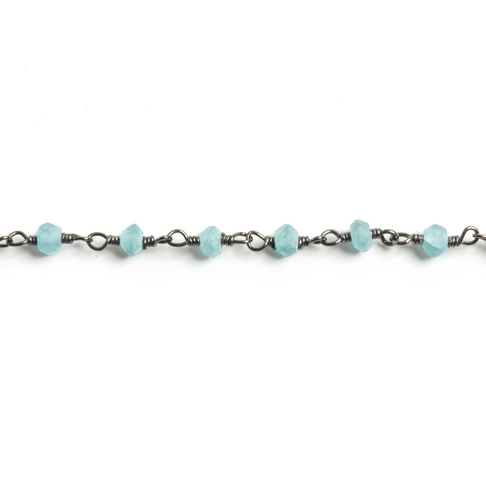 3mm Matte Apatite Faceted Rondelle Black Gold Chain 36 beads - The Bead Traders