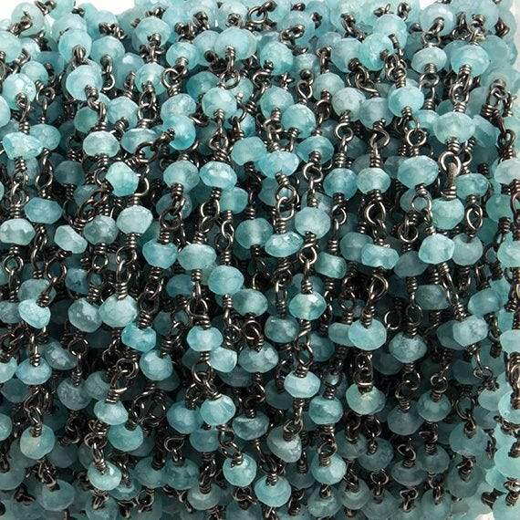 3mm Matte Apatite Faceted Rondelle Black Gold Chain 36 beads - The Bead Traders