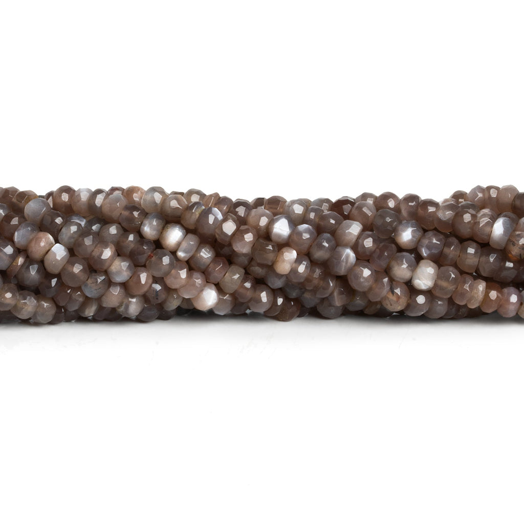 4 - 4.5mm Chocolate Moonstone Faceted Rondelles 13 inch 90 beads - The Bead Traders