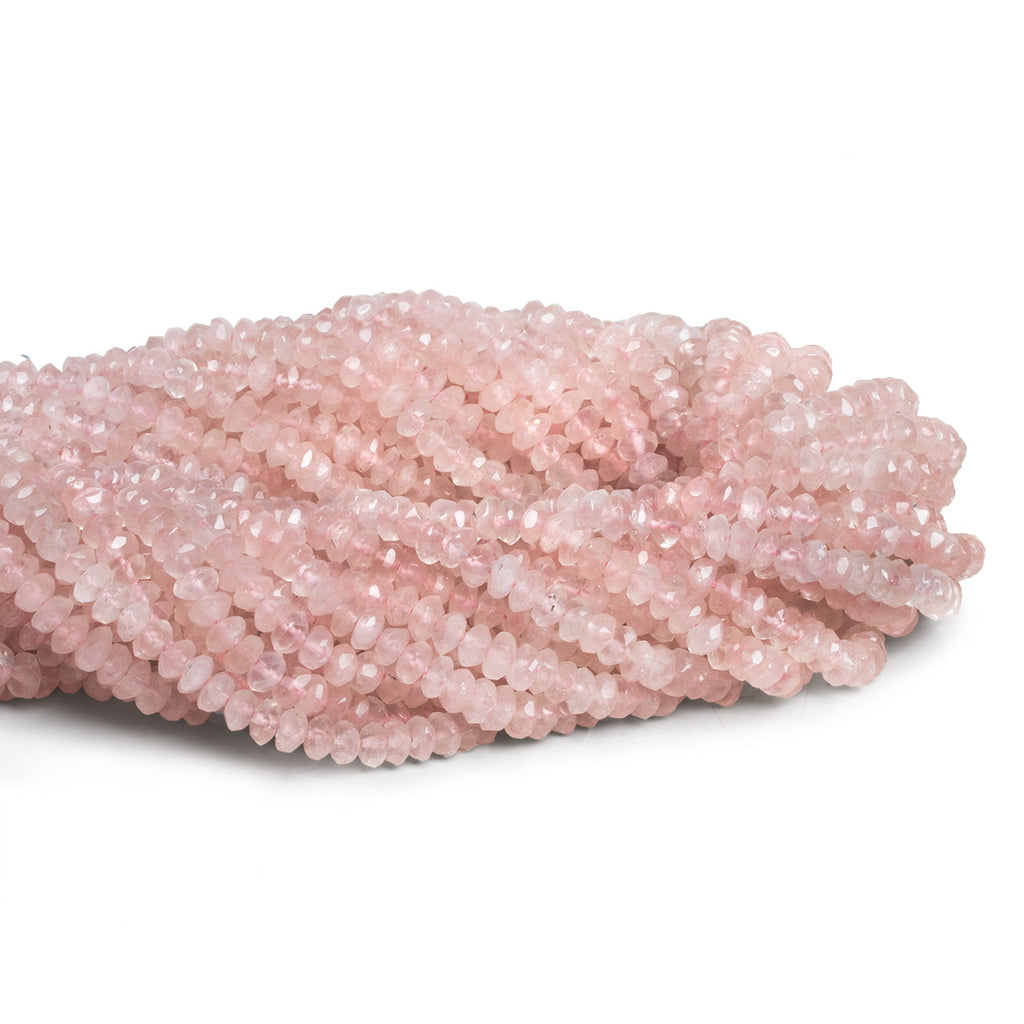 4 - 4.5mm Rose Quartz Faceted Discs 15 inch 130 beads - The Bead Traders