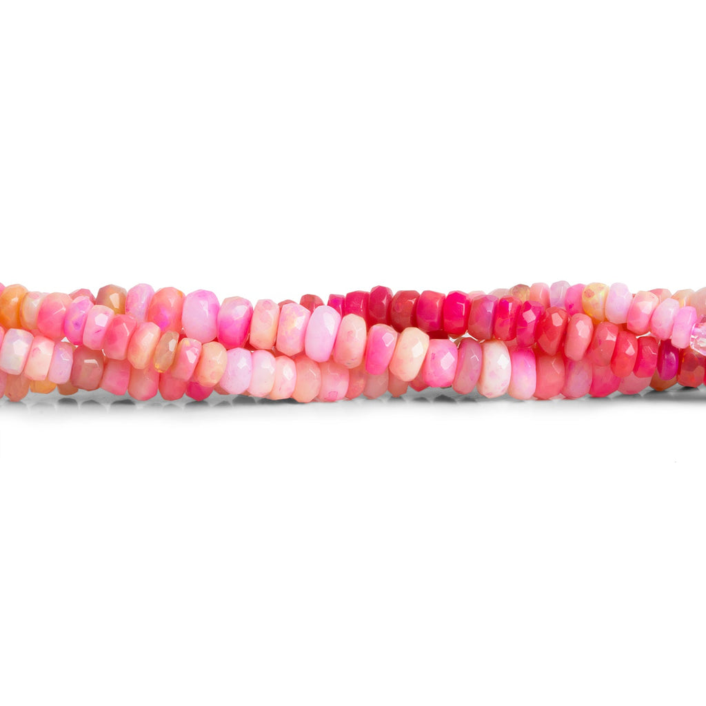 4 - 5.5mm Pink Ethiopian Opal Faceted Rondelles 16 inch 155 beads - The Bead Traders