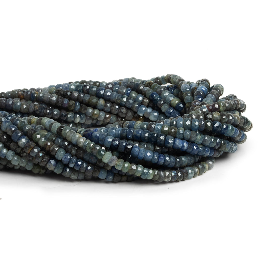 4 - 5mm Blue Grey Sapphire Faceted Rondelles 16 inch 120 beads - The Bead Traders