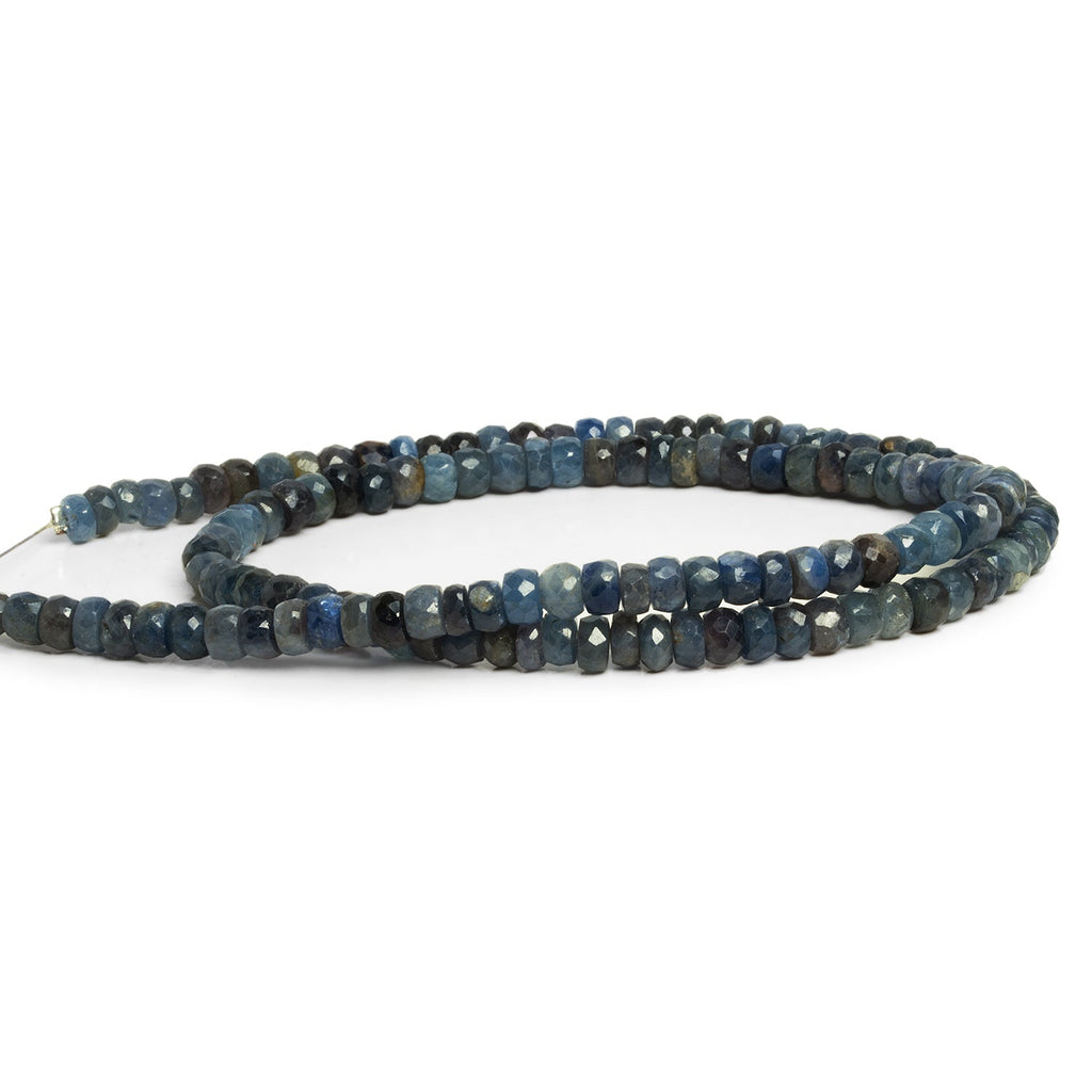 4 - 5mm Blue Grey Sapphire Faceted Rondelles 16 inch 120 beads - The Bead Traders