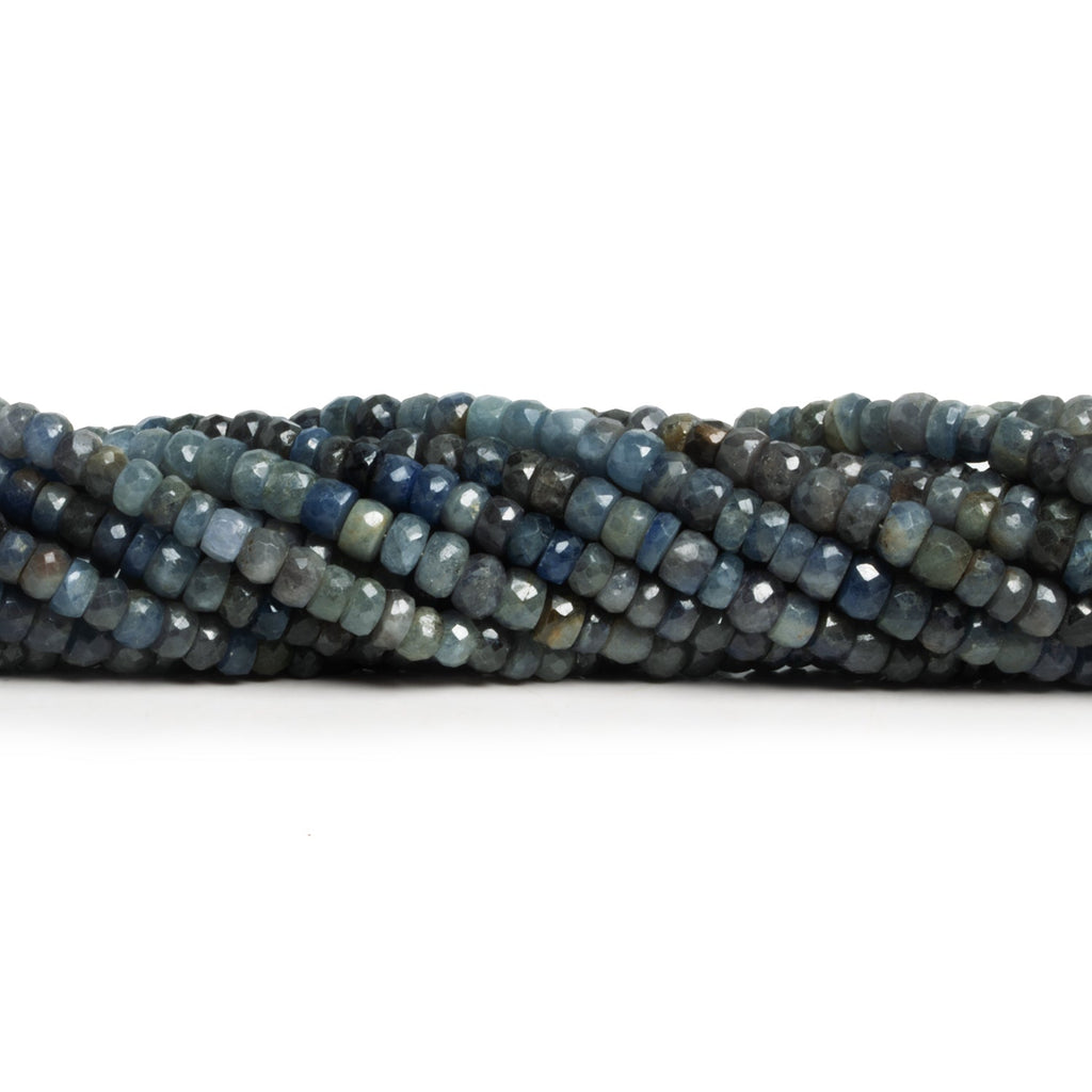 4 - 5mm Blue Grey Sapphire Faceted Rondelles 16 inch 120 beads - The Bead Traders