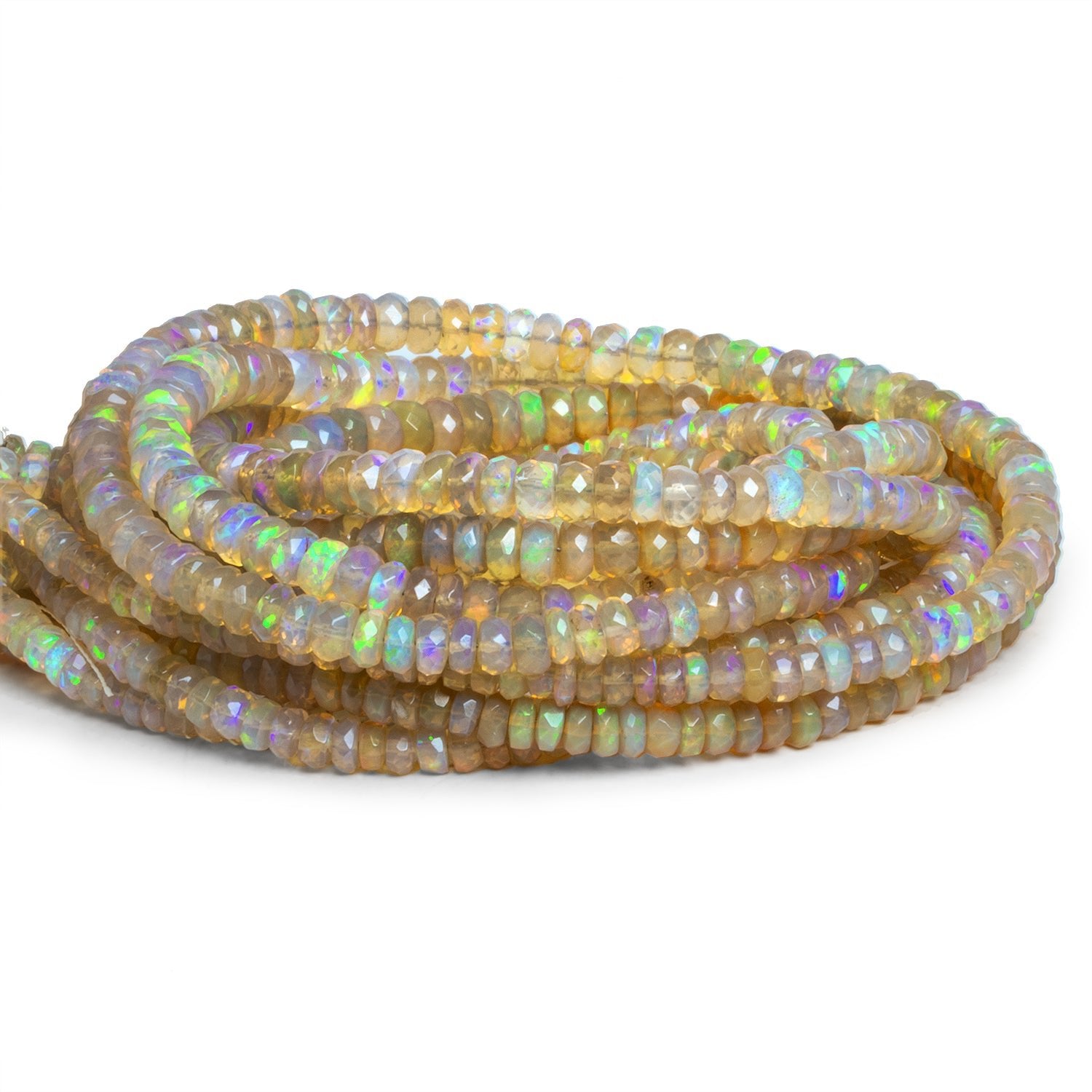 Ethiopian Yellow Opal Faceted Rondelle Beads | AAA Quality Opal Beads | 16 Inches Length | shops 3.5-5 MM Size | 40 Carat Weight | Sku#464