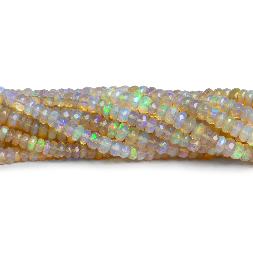 4-5mm Ethiopian Opal Faceted Rondelles 16 inch 150 beads A Grade - The Bead Traders