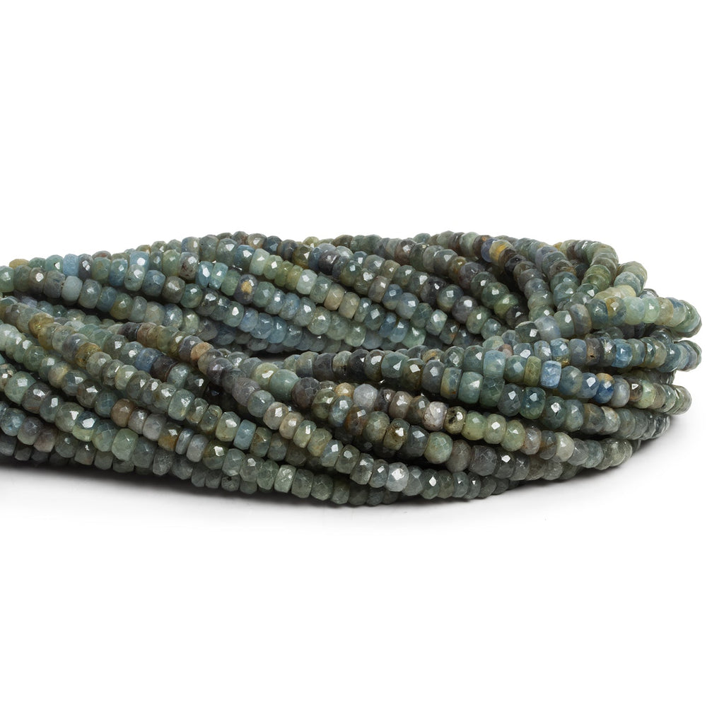 4 - 5mm Green Grey Sapphire Faceted Rondelles 16 inch 120 beads - The Bead Traders