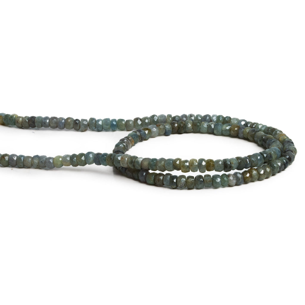 4 - 5mm Green Grey Sapphire Faceted Rondelles 16 inch 120 beads - The Bead Traders