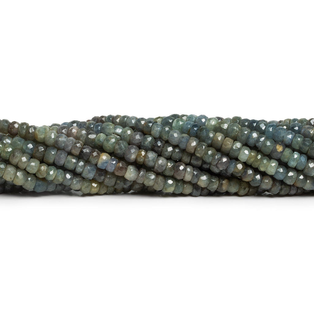 4 - 5mm Green Grey Sapphire Faceted Rondelles 16 inch 120 beads - The Bead Traders