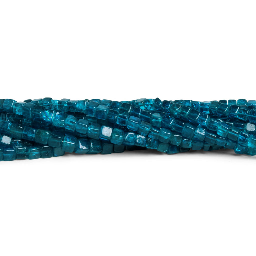 4 - 5mm Neon Apatite Plain Cubes 12 inch 63 beads - The Bead Traders