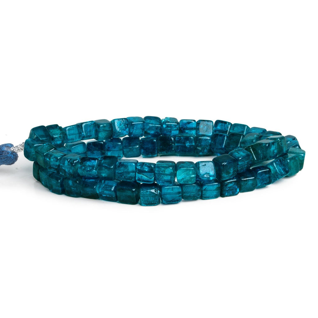 4 - 5mm Neon Apatite Plain Cubes 12 inch 63 beads - The Bead Traders