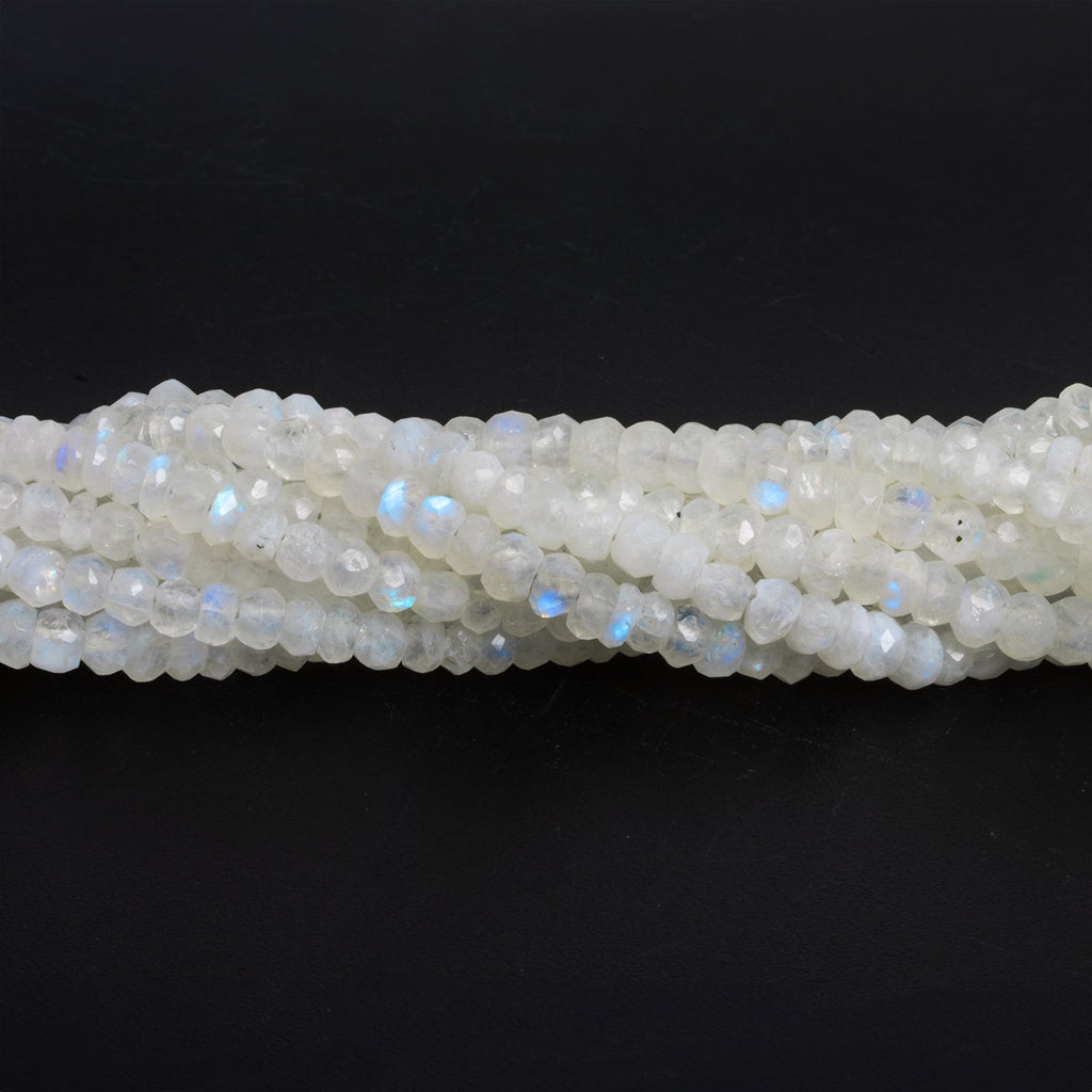 4 - 5mm Rainbow Moonstone Faceted Rondelles 12 inch 100 beads - The Bead Traders