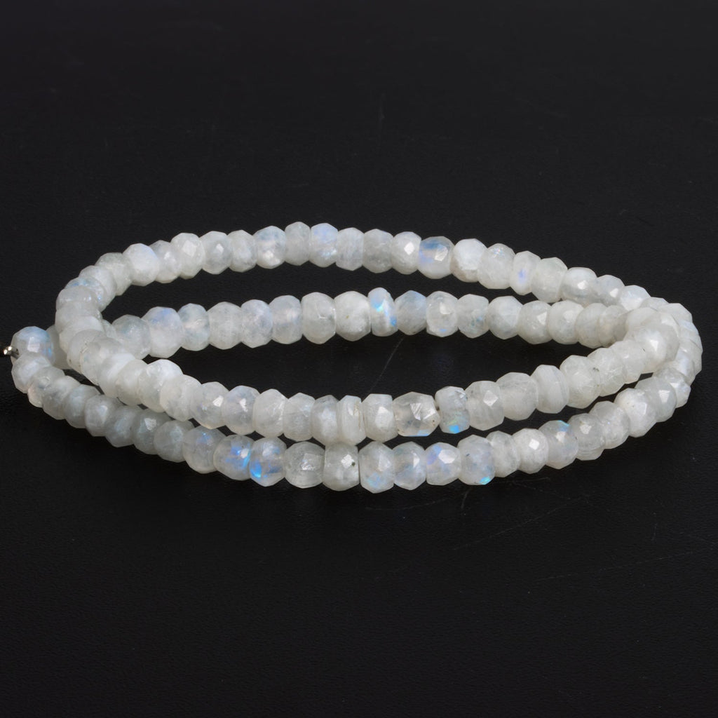 4 - 5mm Rainbow Moonstone Faceted Rondelles 12 inch 100 beads - The Bead Traders