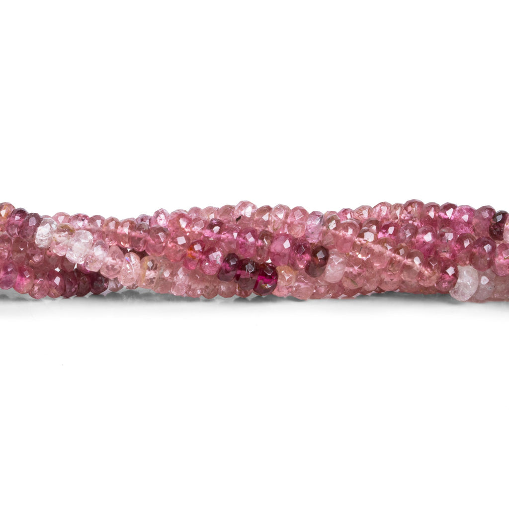 4 - 6mm Pink Tourmaline Faceted Rondelles 14 inch 130 beads - The Bead Traders