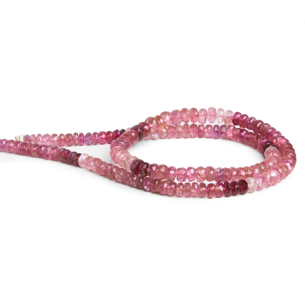 4 - 6mm Pink Tourmaline Faceted Rondelles 14 inch 130 beads - The Bead Traders