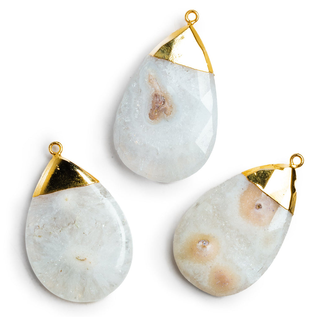 40x30mm Gold Leafed Solar Quartz Pear Pendant 1 Bead - The Bead Traders