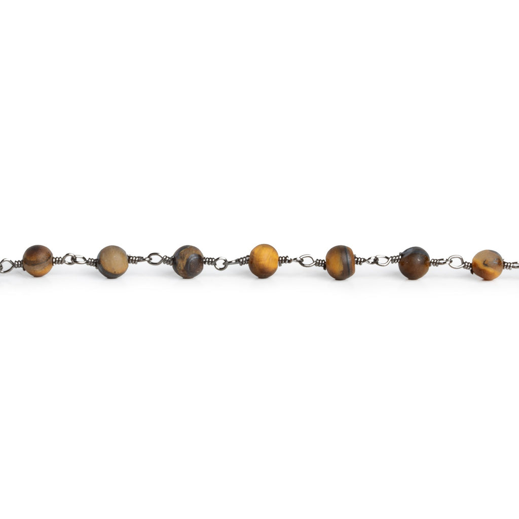 4.5mm Matte Tiger's Eye Round Black Gold Chain 29 beads - The Bead Traders