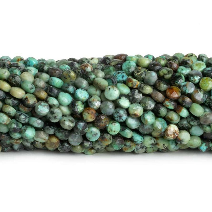 4mm African Turquoise Checkerboard Microfaceted Coins 12 inch 80 pieces - The Bead Traders