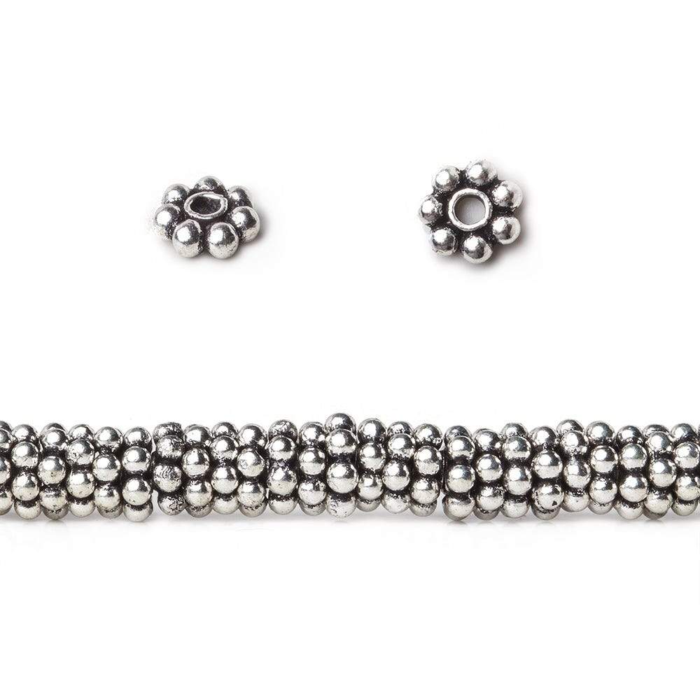 4mm Antique Silver Plated Copper Daisy Spacers 8 inch 155 beads - The Bead Traders